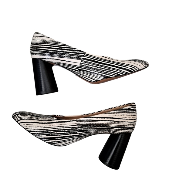 TOPSHOP "GINGER" cone heel leather cut out pumps shoes ivory black ladies 7.5 - Picture 2 of 13